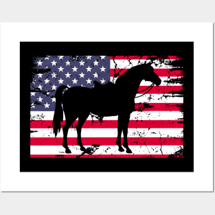 Horse American Flag USA 4th of July Posters and Art